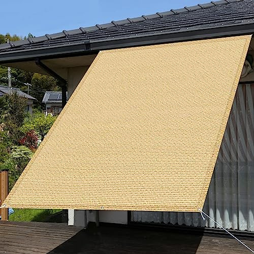 Tenda da sole 5,5 x 7,5 m HDPE 95% UV Block giardino pergola ombreggiante rete con fissaggio esterno patio prato ombra soluzione in giallo sabbia