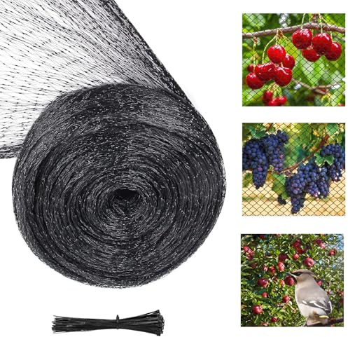 Vogelnetz, Vogelschutznetz Engmaschig 4x6M, Taubennetz Balkon Gartennetz | Teichnetz Laubnetz Schwarz mit 20 Kabelbinder, Hühnernetz Geflügelnetz Teichnetz Obstschutz Pool Netz für Balkon,Gärten