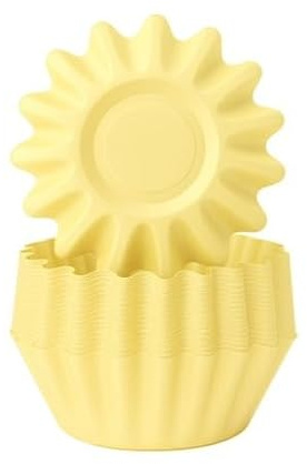 The Baked Studio Bloom Baking Lot de 50 caissettes à cupcakes en forme de fleur Papier sulfurisé de qualité supérieure pour cupcakes et muffins (citron)