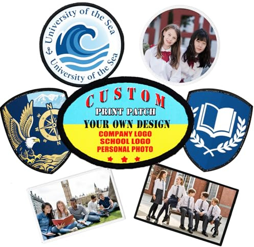 Toppa Stampata con Immagine Personalizzata, Toppe Tattiche Personalizzate da Stirare/Cucire/Agganciare per Giacche. Aggiungi la tua Foto/Logo/Testo Stampato su Tessuto-Ovale