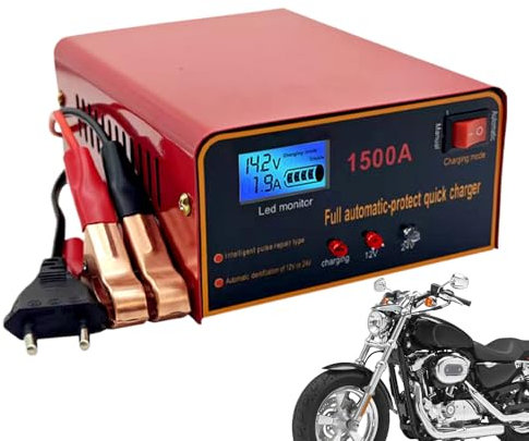 Caricabatteria per auto, caricatore di mantenimento per batterie auto, compressore, ricarica rapida, per tosaerba, trattore, camion, barca