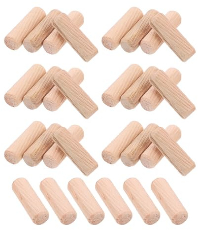 GLEAVI 300 clavijas de madera: clavijas ranuradas para manualidades - Clavijas de madera natural para proyectos de bricolaje, carpintería y reparación de muebles