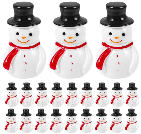 Amosfun Lot de 100 Figurines de Bonhomme de Neige en résine : Statue Miniature de Bonhomme de Neige avec Chapeaux, décoration de Micro-paysages pour Noël, Anniversaire, Maison