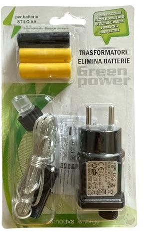 Trasformatore Elimina Batterie, Convertitore Elettrico con 220-240V Spina per Luci di Natale, Trasformatore LED (Alimentatore per stilo AA)