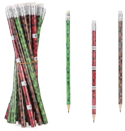 SAVITA 18pcs Pixel Pencils, Pixel-Themed Party Favors Wooden Pencils with Erasers for Classroom Stationery Supplies Birthday Goodie Bags Fillers Student School Prizes