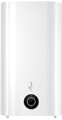 TTulpe Verlo 80 Slim Electric Water Heater - 80L Flat Dual-Tank Design, 1.8kW Unvented Hot Water Cylinder, Horizontal or Vertical Installation, BIO-Glasslined Tank, High-Pressure Mains System – White