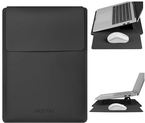 HoYiXi 15,6'' 16'' Funda Estuche para Portátiles Bolsa con Soporte para MacBook Pro 16 2025 & 2021/MacBook Pro 15/Surface Laptop 3/Galaxy Book Flex 15/IdeaPad,15-16 Pulgadas Laptop Sleev,Negro