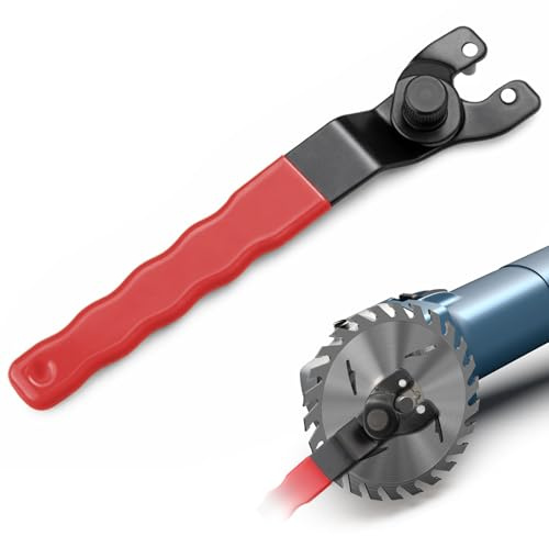 kuou Adjustable Angle Grinder Spanner Wrench 10-52Mm Red Black | Stainless Steel, Black Oxide Finish, Non-Slip Coated Grip, Fits Lock Nuts On Angle Grinders And Saws