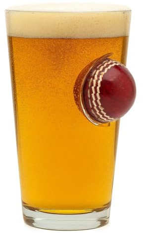 CKB LTD Vaso de cerveza Cricket Ball Lager de 400 ml, diseño temático deportivo, regalo único para jugadores de críquet, jugador, árbitro, entrenador, sidra de cerveza, pilsner, caja de regalo