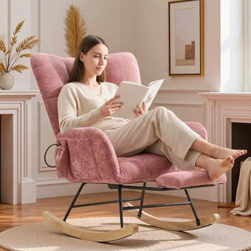 EBELLO Ohrensessel mit Hocker, Rosa