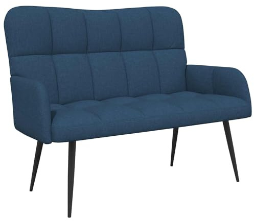 Yisssmeng Zweisitzer Sofa Blau 115 x 61 x 87 cm Modernes Polstersofa mit Metallbeinen Kompakte Couch für Wohnzimmer Schlafzimmer und Flur Bequemer Loveseat Stoffbezug Belastbar bis 220kg