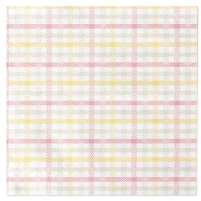 Sovie HORECA Tissue DELUXE Serviette EMIL in Rosa – 40 x 40 cm, 4-lagig, 50 Stück – 1/4 Falz – Karomuster in Rosa, Grau, Gelb und Weiß – Hochwertige Papierservietten für Gastronomie & Events