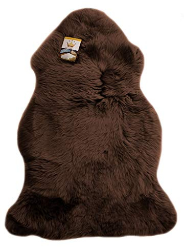 Reissner Lammfelle | Finn DF-95-MOC | Echtes Merino Schaffell | Naturform | hoch-/langflorig | Dekofell Couchauflage Bettvorleger Teppich | Mocca 95cm