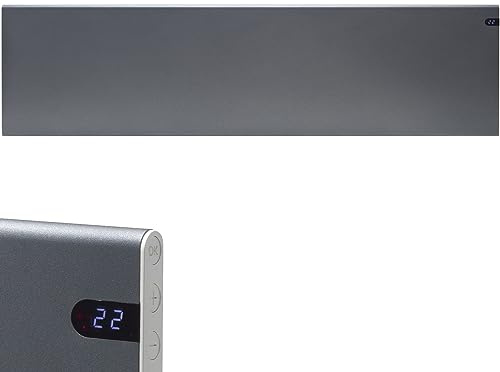 Adax Neo Electric Panel Heater/Convector Radiator With Timer, Thermostat, Modern, Slimline, Wall Mounted, Lava Grey, 2000W