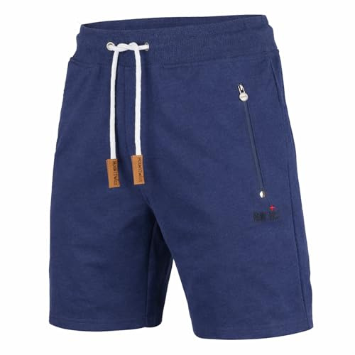Mount Swiss Liam Shorts, herr, korta fritidsbyxor, med fickor, 2 sido- och 1 bakficka, vardera med dragkedja, sportshorts för män i klassiska färger