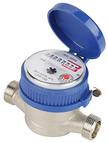 WolfGo 15mm 1/2 ‚‘ Cold Water Zähler Meter mit Schutzhülle Fit for Hausgarten-Küche, mit Drehfunktion
