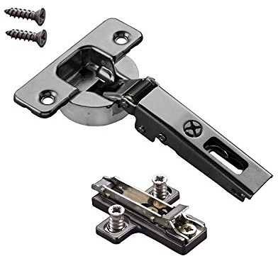 2 x Salice Topfband Serie 700 Titanium inkl. Kreuz-Montageplatte Höhe 3 mm | anthrazit mit Dämpfungssystem im Topf 110° T48 Eckanschlag mit Exzenterverstellung Schrankscharnier von SOTECH
