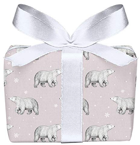 Weihnachts Geschenkpapier Set 5 Bögen EISBÄR ALTROSA im Retro Look zu Weihnachten u Adventszeit Weihnachtspapier für Geschenke Format 50 x70 cm