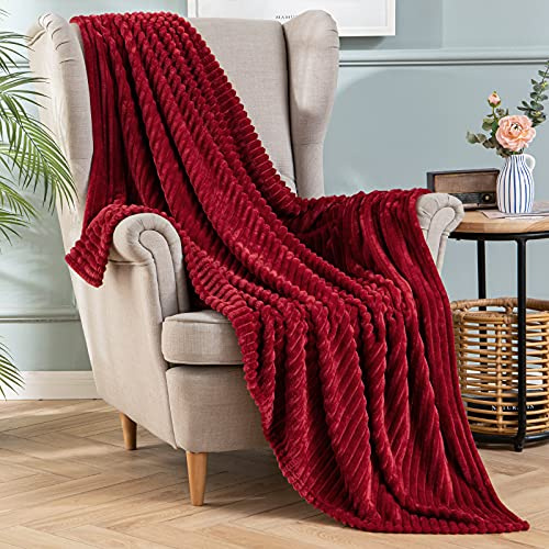 MIULEE Kuscheldecke Fleecedecke Flanell Decke Weinrot 1er 125x150cm | Einfarbig Wohndecken Couchdecke Flauschig Überwurf Mikrofaser Tagesdecke Sofadecke Blanket Für Bett Sofa Schlafzimmer