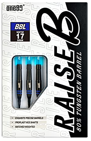 ONE80 Darts Softdarts Raise B 80% Tungsten Softtip Dart Softdarts Dartpfeile (Schwarz, 17,5 Gramm)