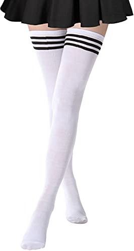 DRESHOW Damen Extra Lange Socken Überknie Lange Kniestrümpfe Overknee Strümpfe Retro Schüler Überknie Strick Socken