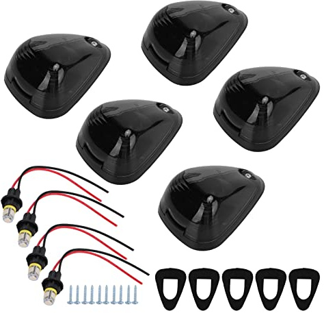 Qiilu 5 Feux de gabarit de Toit à LED pour camions et SUV, avec lentille fumée et lumière Ambre,Remplacement Direct des Feux d'origine