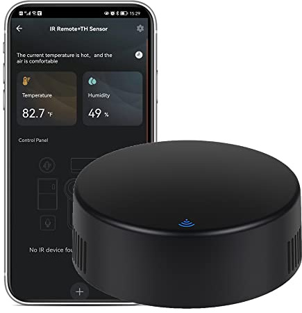 Télécommande intelligente WiFi Smart Home IR universelle avec capteur de température et d'humidité, une pour tous les contrôles TV, DVD, AUD, ventilateur, etc. Compatible avec Alexa et Google Home