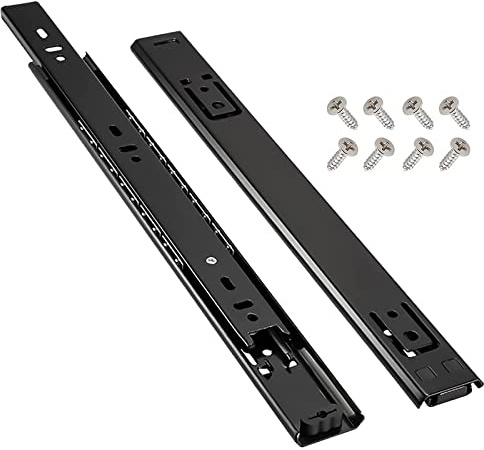 2 Pièces Glissières De Tiroir En Métal, Rail Coulissant 20cm-50cm, Coulisses À Billes, Étirement En Deux Parties, Fixation Par Vis, Pousser Et Tirer En Douceur, Charge 50kg, Facile À Installer