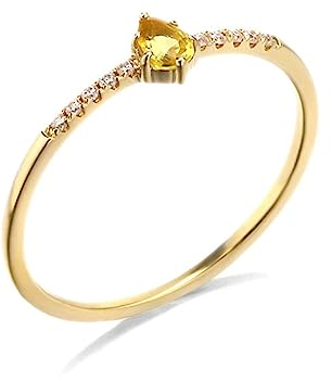 KnSam 18 Karat Au750 Gold Ring Echter Schmuck, Dünn Eheringe mit Saphir - Gelb & Tropfen, 18K Gold Verlobungsring Freundschaftsringe Partnerringe Moissanite für Damen, Gold, Gr.51