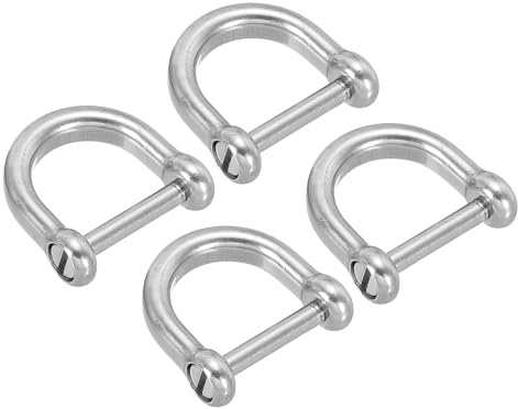 PATIKIL D-Ring Schäkel, 4er Pack 1/2 Zoll Innenbreite Edelstahl U-Form Kleine Schäkel für DIY Lederhandwerk Ersatz, Silberfarben