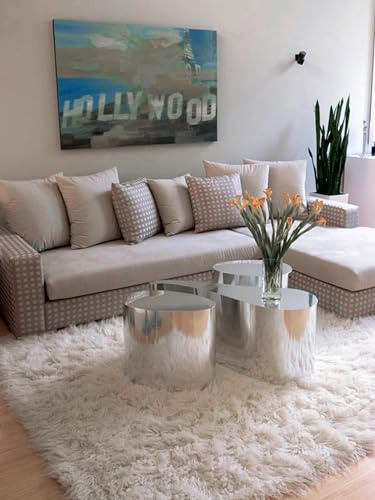 Super Thick 3x5 Flokati Rug. Long 3.5” Organic Wool Pile. Hand Made Greek flocati Rug. Off White Shaggy Wool Area Rug.