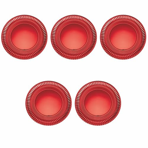 Galileo Casa Juego de 5 platos llanos desechables de papel, color rojo, Santa's House