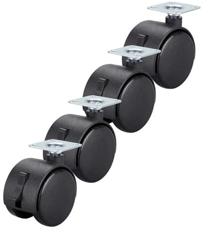 Möbelrollen Ohne Bremse, Lenkrollen Mit Bremse, Trolley Transportrollen Klein, Geräuscharm/Abriebfest, Ersatzrollen Für Möbel, Schwenkrollen 4 Stück, Mit Schrauben,4Brakes-30mm(1.18in)