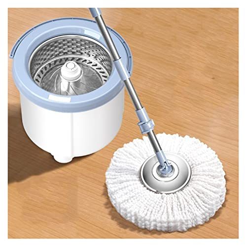 Juego de fregona y cubo giratorios Set de fregón de spin y washinger | Esfuerzos y ahorro de agua | Lavado a mano seco y sin mojado | Paño de microfibra reutilizable con 3 cabezas de mopas. Fregonas d
