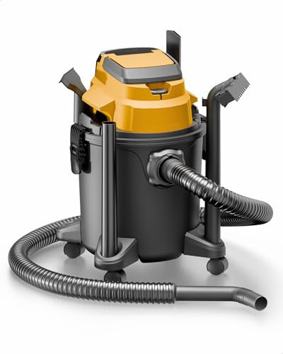 Aspiradora inalámbrica para tienda húmeda/seca, para batería DeWalt de 20 V máximo, aspiradora alimentada por batería de 5.2 galones, limón, con boquillas de manguera, filtros HEPA, ruedas (solo