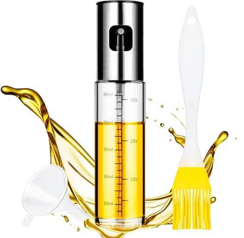 Hstcwin Pulverizador Aceite Spray, 100ml Spray Aceite Cocina, Acero Inoxidable y Vidrio Dispensador Aceite Spray para Cocinar, Hornear, BBQ