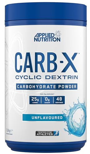 Applied Nutrition Carb X Highly Branched Cyclic Dextrin Carbohydrates, Intra & Post Workout Carbs Powder, Fuel Training & Recovery, Vegan, Gluten Free, Sugar Free, 1.2kg 48 Servings (Unflavoured)
