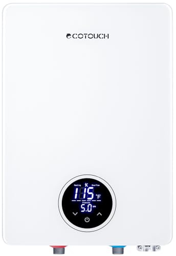 Tankless Water Heater, ECOTOUCH 27kW 240V Water Heater Electric Hot Water Heaters, Instant Hot Water with Self-Modulating, Up to 6.5GPM for 2-4 Point of Use, ETL Certified, ECO270S White
