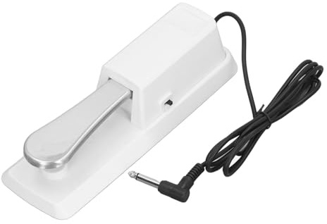 Sustain-Pedal, Fußpedal für Digitalpianos mit 6,35-mm-Anschluss, Universelles Sustain-Pedal mit Anti-Rutsch-Gummi, für MIDI-Keyboards, Digitalpianos (WHITE)