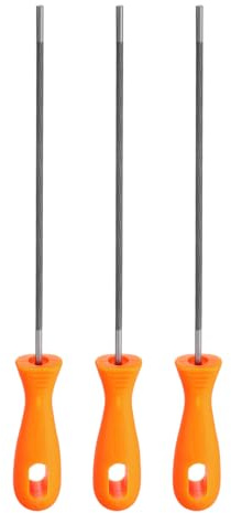 sourcing map 3pcs Chainsaw File 5/32(4mm) Chrome Steel Double Cut Round Rasp with Plastic Handle for Chain Saw Polishing