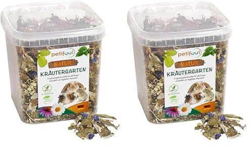 petifool Kräutergarten 400g - Ergänzungsfutter für Nager - natürliches Nagerfutter für Kaninchen, Meerschweinchen, Hamster, Chinchilla & mehr - ohne künstliche Zusätze - 100% Natur-artgerechtes Futter