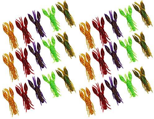 30 Stück PVC, Fünf Farben, Künstliche Langusten-Angelköder, Gummiköder mit Box für Barsche, Lebensechte Weiche Krebs-Angelköder, Fünf Farben, 7,5 Cm, 5,5 G