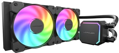 LC-Power LC-CC-240-B-ARGB - JetFlow Series - CPU Wasserkühlung PC - 240mm AIO - Für AMD AM4 & AM5, Intel LGA1851, LGA1700 & 1200/115X/2066, 2x 120mm CALMA ARGB Lüfter