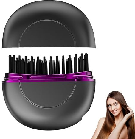 Plancha De Pelo, Batería Inalámbrica Plancha De Pelo Y Barba Mini Planchas De Pelo Portátiles 1500 Mah 3 Niveles De Ajuste De Temperatura Puerto De Carga Tipo C Rizador Y Alisador (Gris)