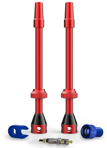 Shredr. Set di valvole Tubeless | Presta Valvole per pneumatici tubeless | Alluminio super leggero, anodizzato colorato, valvola francese, con adattatore valvola, valvola di ricambio e utensili,