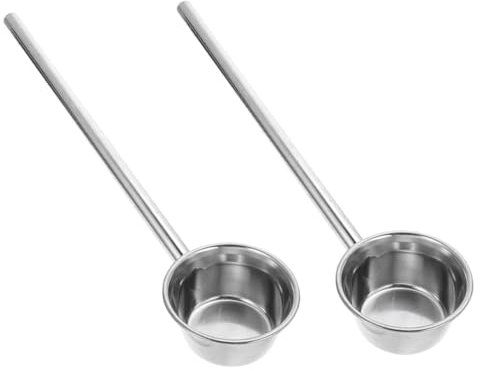 SECFOU Cucharón De Acero Inoxidable Mango Largo 14cm, Cucharón Multiusos Para Sopa y Agua, Resistente Oxidación, Mango Ergonómico Antideslizante, Adecuado Para Cocina Doméstica, Set 2 Piezas