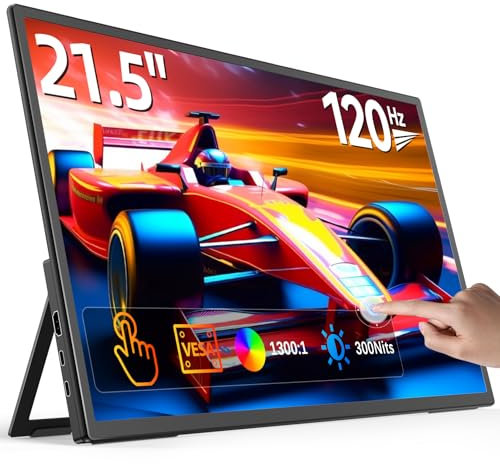 EVICIV Écran Tactile Portable 21,5 Pouces 120Hz avec VESA & béquille, 100% sRGB 2000:1 1080P FHD FreeSync IPS Grand Jeux Moniteur d'ordinateur avec USB C HDMI pour Laptop PC Xbo P-S4/5