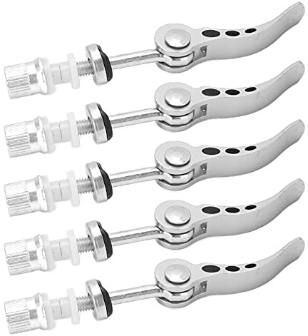 Clamp, 5pcs Aluminum Alloy Seatpost Clamps Quick Release Clamp Fixed Gear Quick Release Clamp Post Clamps Seatpost Clips for Universal (Silver)