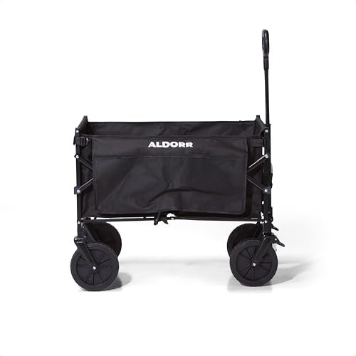 ALDORR XL Faltbarer Bollerwagen – 100L großes Volumen, 150KG Tragkraft, Geländegängige rutschfeste Räder, Klappbares Design mit Abnehmbarer Seitentasche, Ideal für Strand, Camping, Park und Outdoor