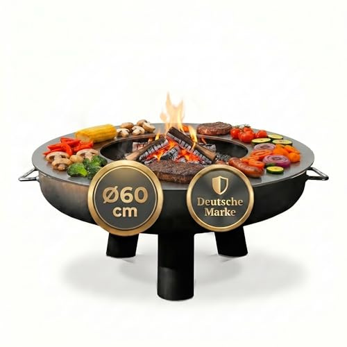 SOUK ONE Feuerplatte Plancha Feuerring aus Edelstahl 4mm, Grillplatte passend für Feuertonne 60 cm (Lieferung ohne Feuerschale)